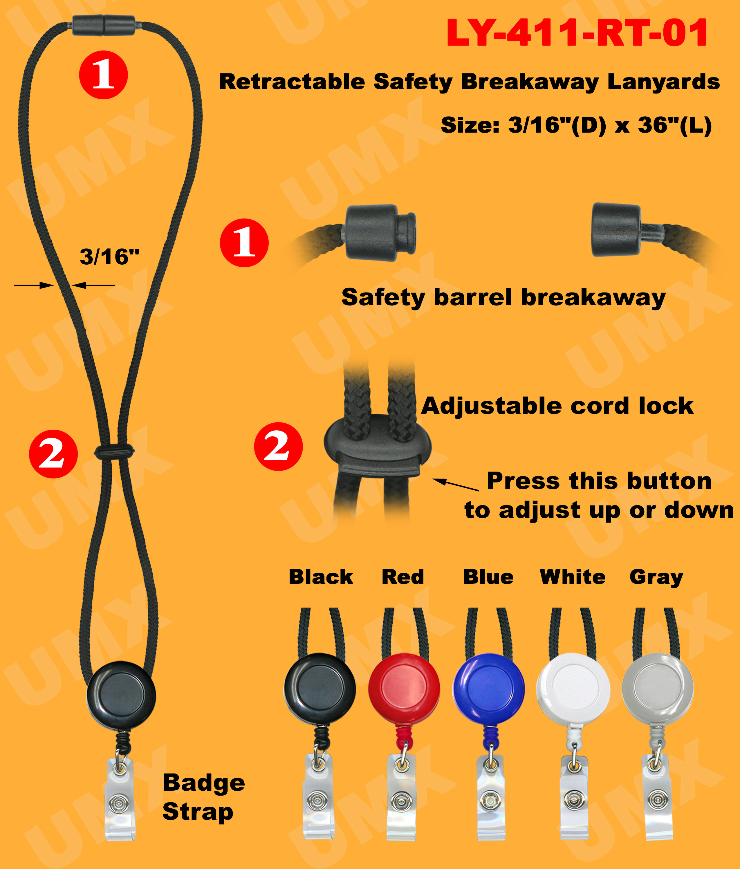 Retractable Safety Cord Lanyards With Badge Straps