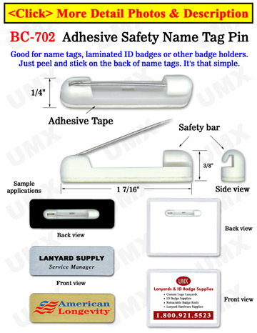 Small Safety Pin Name Tag Clips With Plastic Pin Bases