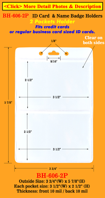 Two Pocket Badge Holders For ID Cards & Name Badges