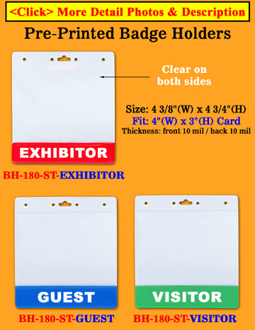 Color Printed Exhibitor, Guest and Visitor ID Card Holders