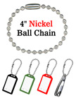 Bag Tag Chains: Wholesale 4" Nickel Color Key Tag Ball Chains LY-704/Bag-of-10Pcs/Nickel-Color