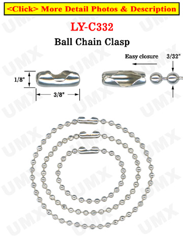 Wholesale Ball Chain Connectors: Ball Chian Necklace Clasps - 2.4mm Metal Bead Balls Nickel Finish