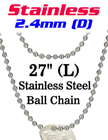 Stainless Steel Ball Chain Necklace 2.4mm by 27" Long LY-7024S-27/Per-Piece