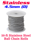 Stainless Ball Chain Spool - 4.5mm by 50 Ft