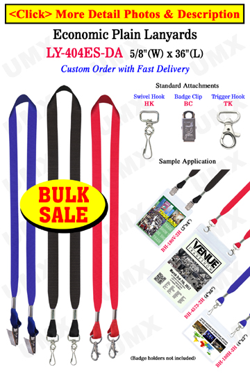 5/8" Economic Lanyards - Events Special  with Two Badge Clips or Hooks