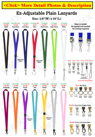 5/8" Ez-Adjustable Heavy Duty Plain Color Neck Lanyards With Adjustable Length Capability