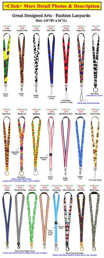 5/8" Ez-Adjustable Art Printed Neck Lanyards With Adjustable Length Capability