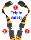 5/8" Ez-Adjustable Art Printed Triple Safety Neck Lanyards With Three Safety Protection