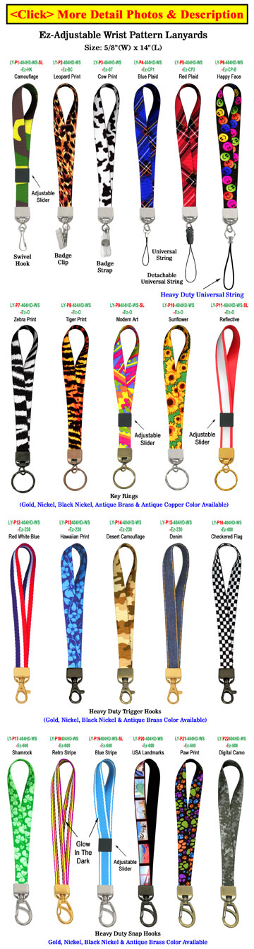 Printed Wrist Lanyards: 5/8" Ez-Adjustable Art Printed Wrist Straps