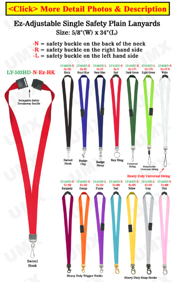 5/8" Ez-Adjustable Safety Neck Lanyards With Single Safety Breakaway Buckle