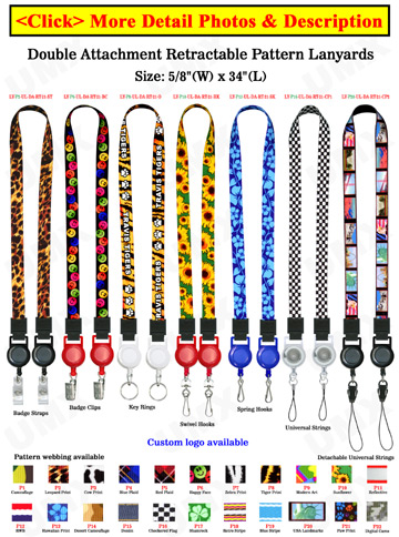 Two-Ended Printed Retractable Lanyards: With 5/8" Art Printed Neck Straps