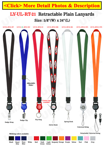 Retractable Lanyards: With 5/8" Heavy Duty Straps For Neck Wear