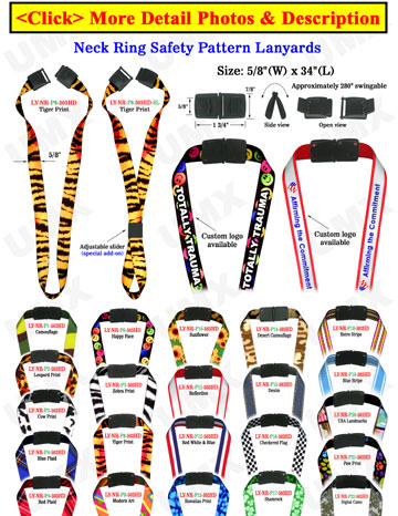 5/8" Art Printed Safety Neck Ring Lanyards - Safety Break Away Neck Straps