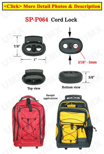 Small Order: Cord Locks: Oval Shape, Flat Surface, Two-Holes Plastic Locks