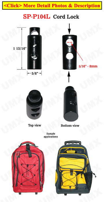 Big Hole Cord Lock With Two Big String Holes - 8mm(D)=5/16"(D)