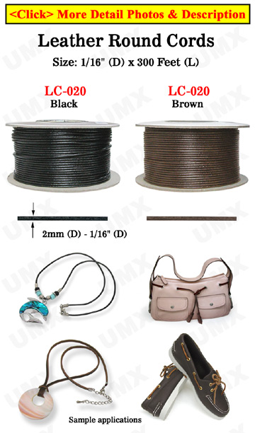 Thin Leather Cord: By The Spool (Roll) / 300 ft - 1/16" (D) Leather Round Cords