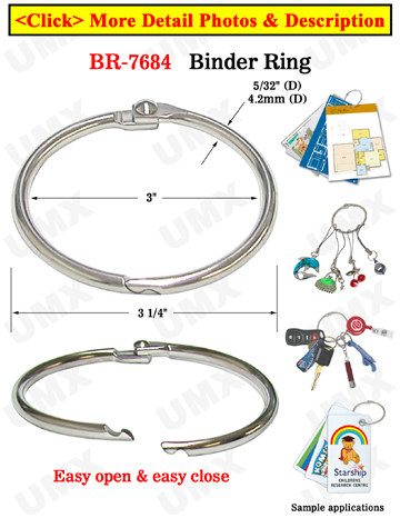 3" Extra Large Binder Rings / Book Binder / Loose Leaf Rings