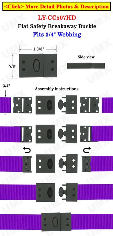 Safety Plastic Buckles - Big Size Safety Breakaway Buckles - Fit 3/4" Lanyard Straps