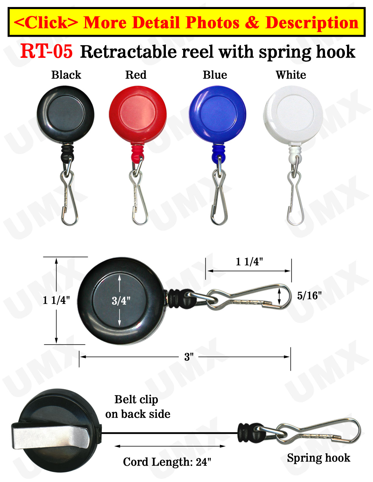 Retractable Reels With Metal J-Hooks