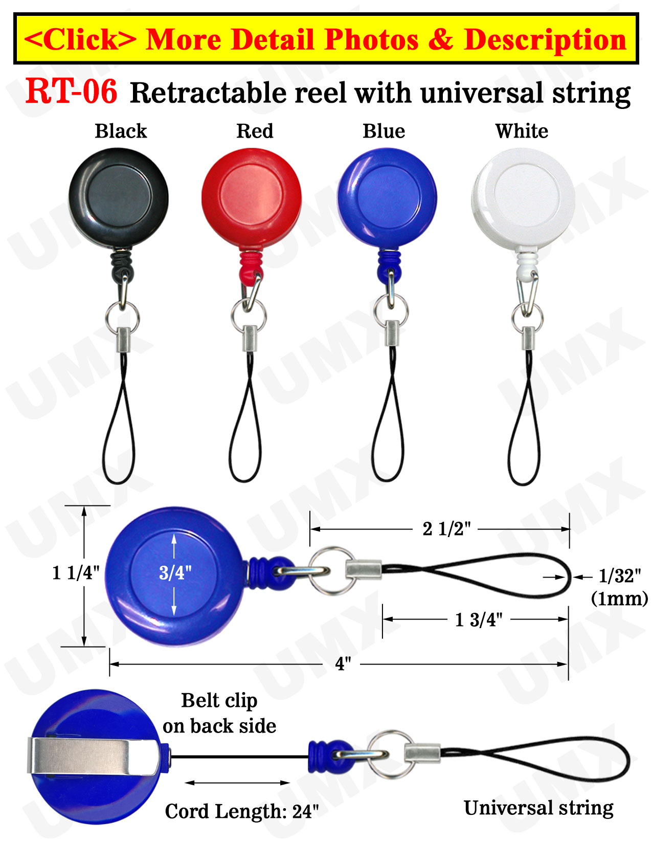 Retractable Reels With Universal Cell Phone Strings