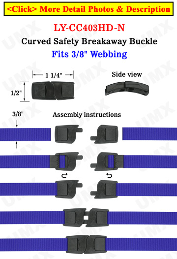 Plastic Breakaway Buckles: Small Flat & Curved Safety Neck Strap Buckles - 3/8"