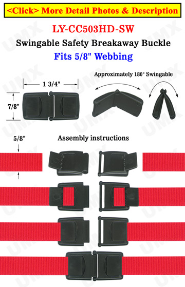 Swingable Neck Strap Plastic Safety Buckles: Fit 5/8" Safety Lanyards