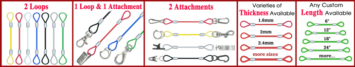 Stainless cable Lanyards: Steel Wire Rope Cord Lanyard Leashes For Sports, Marine, Hand Tools, Devices, Instruments and Industrial Assemblies Making Supplies