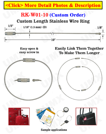 10" Custom Cable Keyring: Heavy Duty & rust-resistant