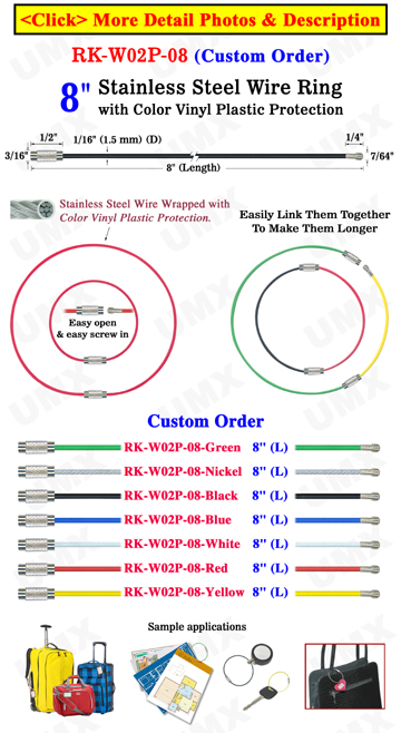 8" Durable Security Cable Key Rings with Bulk Order Wholesale Pricing