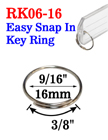 9/16" (16mm) Easy Snap-in Metal Key Rings RK06-16