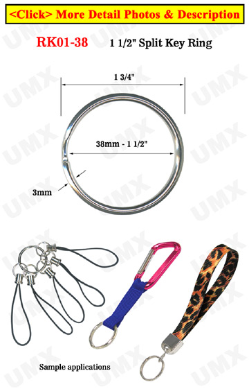 1 1/2",  38 mm Large Key Rings: Large Size Keychain Holders 