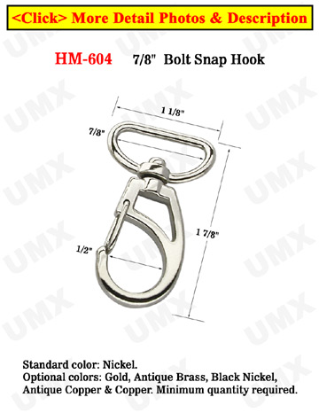 7/8" Big Swivel Eye Enhanced Frame Bolt Snaps For Flat Straps