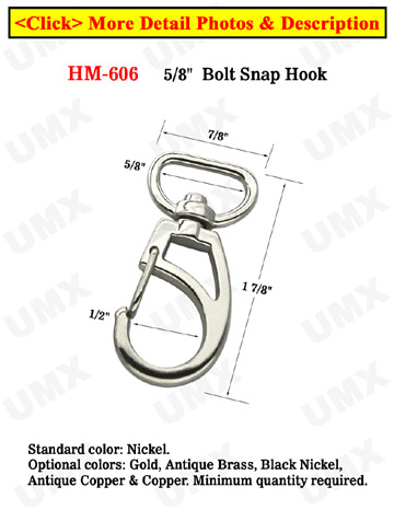 5/8" D Swivel Eye Enhanced Frame Bolt Snaps For Flat Straps