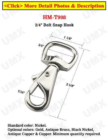 3/4" Tilt & Bump Thumb Knob Bolt Snap Hook: For Flat Rope