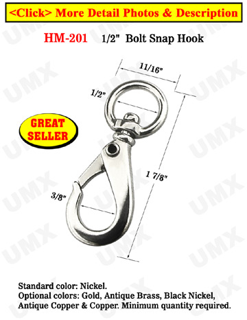 1/2" Round Marine Rope Snap Hooks For Round Rope