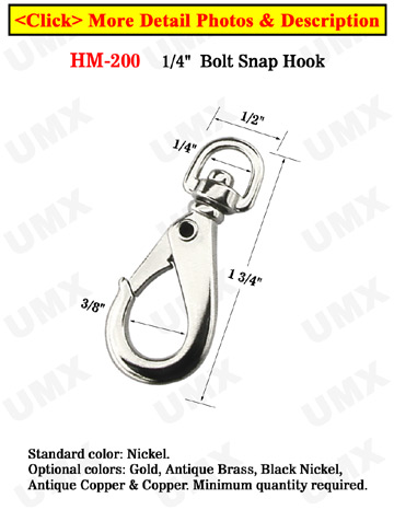 1/4" Marine Rope Snap Hooks For Round Rope