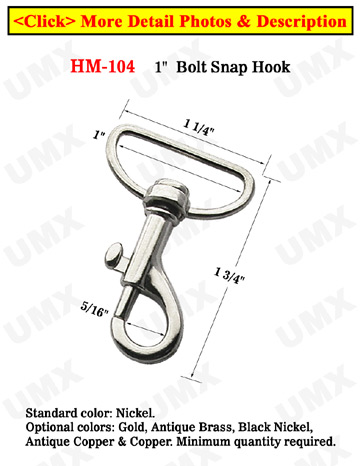 1" D-Shaped Swivel Bolt Snaps: For Flat Straps