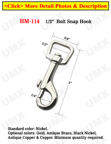 1/2" Semi-Square Heavy Duty Bolt Snaps: For Flat Straps