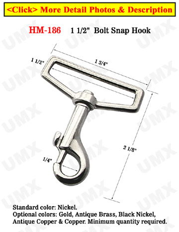 1 1/2" Wide Pentagon Shaped Swivel Bolt Snaps: For Flat Straps