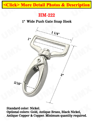 1" Large Push Gate Bolt Snaps For Flat Straps