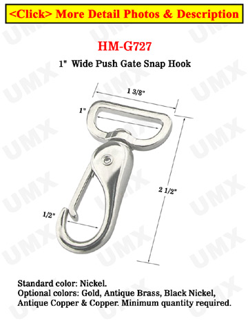 1" Heavy Duty Push Latch Bolt Snap Hooks For Flat Straps