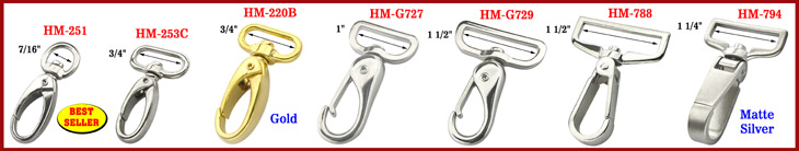 Wide Push Gate Snap Hooks: Steel Metal Bolt Snaps