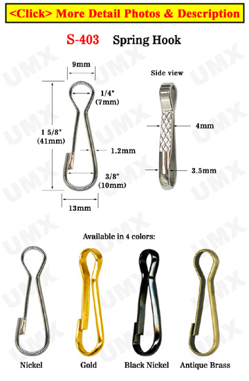 Small Order: Steel Spring Hooks: 1 5/8"