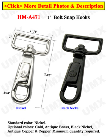 1" Rectangle Swivel U-Sleeve Bolt Snap Hooks: For Flat Rope