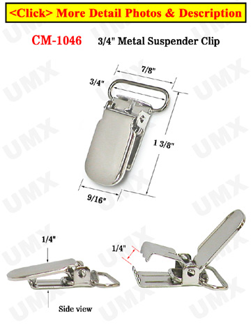 3/4" Simple Metal Suspender Clips Without Plastic PVC Teeth