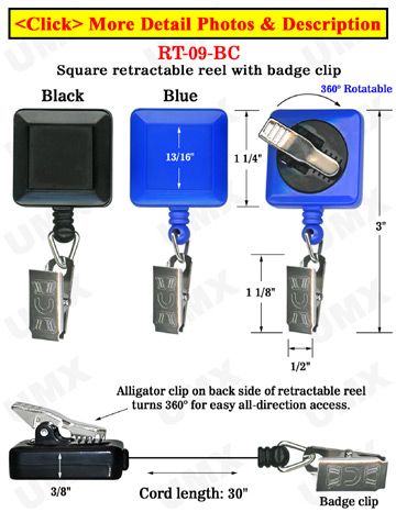 Rotatable ID Badge Reels With Badge Clips & Alligator Clips