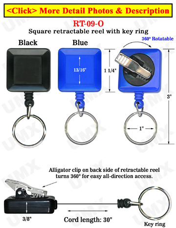 Rotatable Keychain Reels With Keychains & Alligator Clips