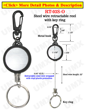 Steel Wire Retractable Key Holders With Keychains RT-03S-O/Per-Piece