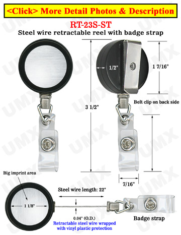 Durable Steel Cable Badge Reels With Badge Straps