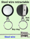 Durable Steel Cable Key Holder Reels With Retractable Key Chains